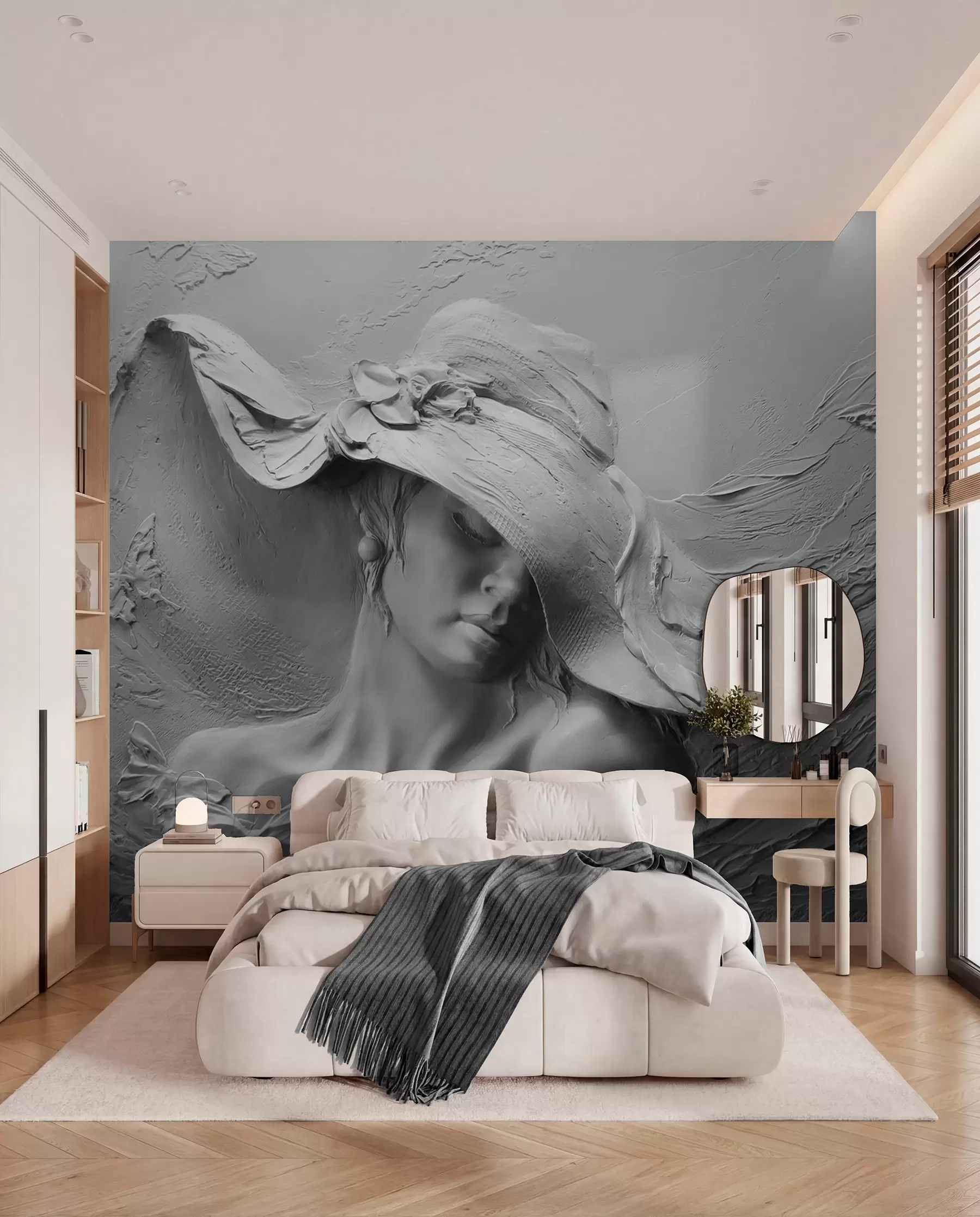 murales de pared Dama con sombrero esculpido u62592