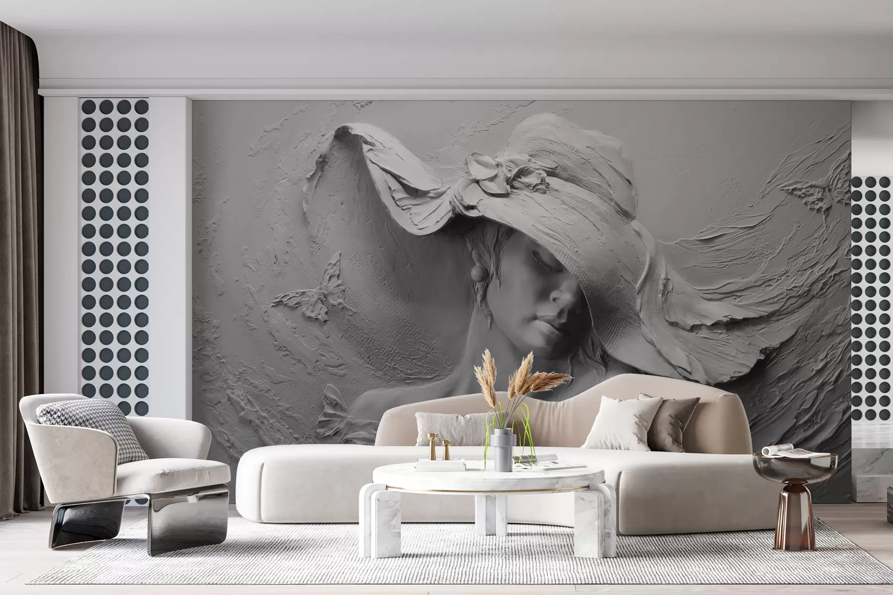 murales de pared Mujer con sombrero 3D u62592