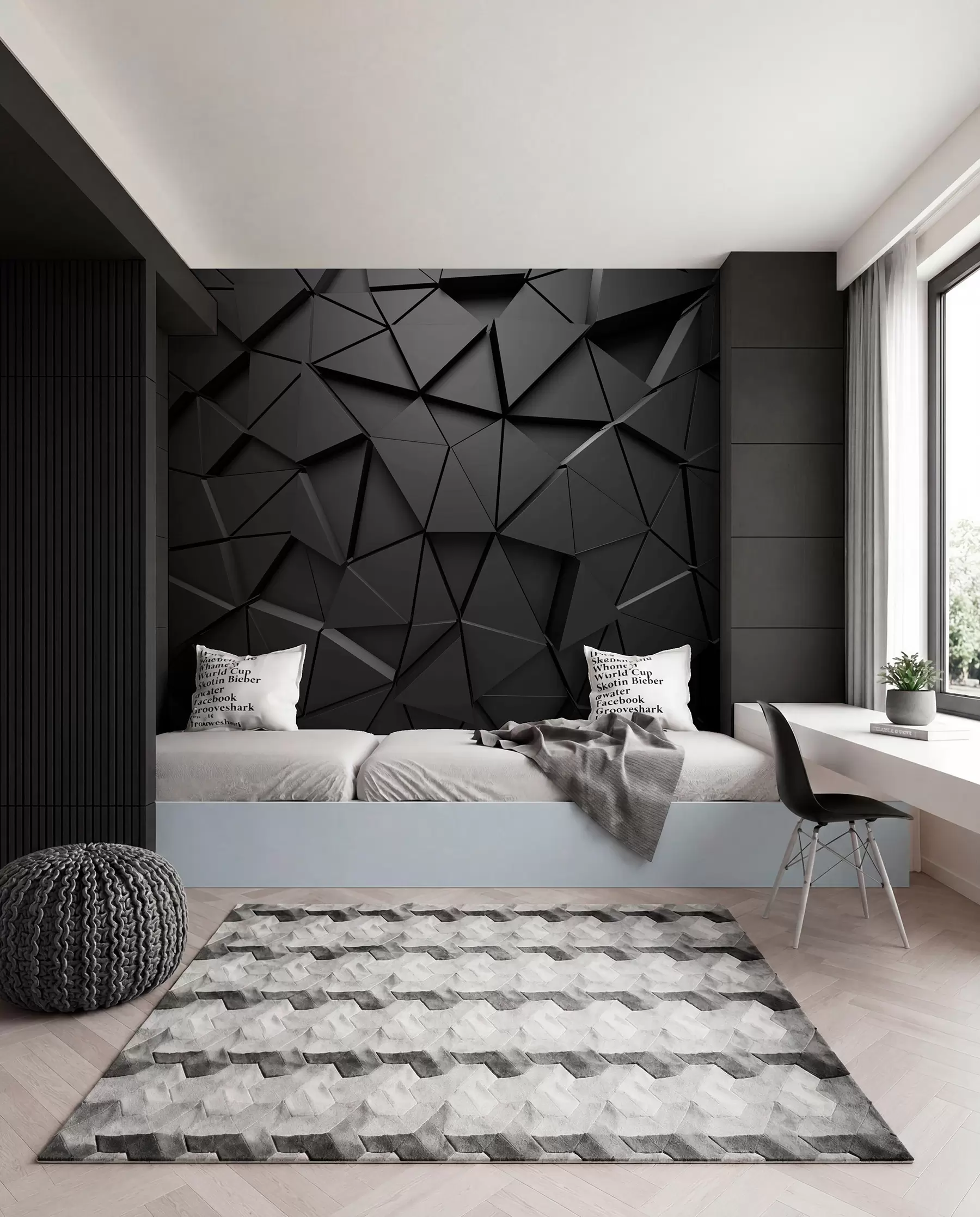 murales de pared Mosaico de facetas grafito u03062