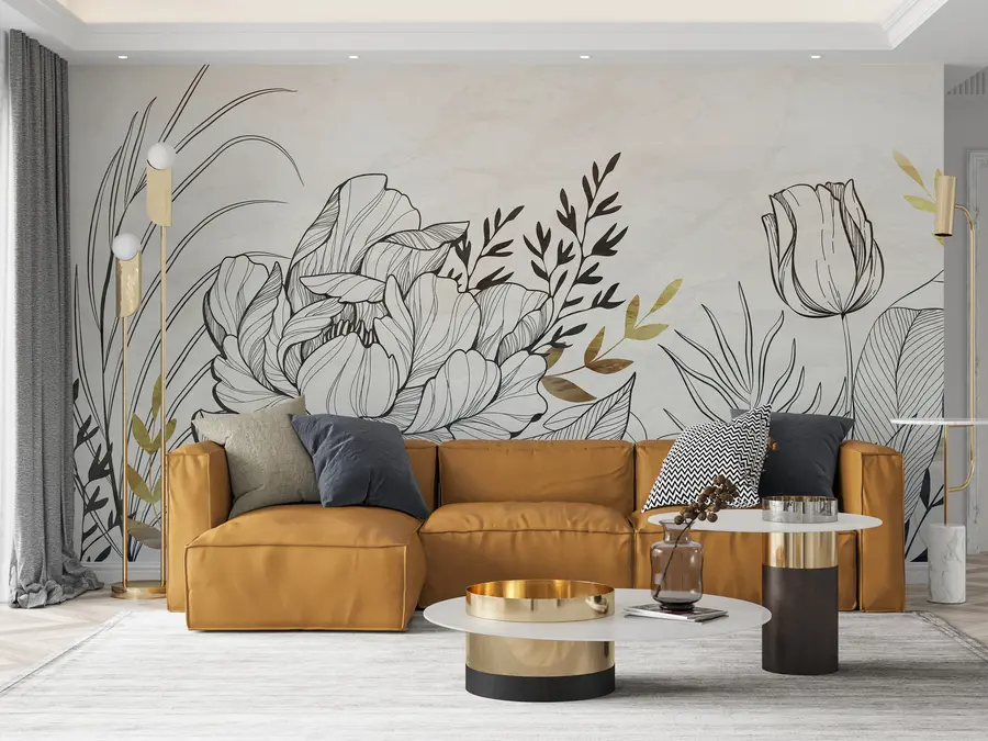 murales de pared follaje de flores u94307