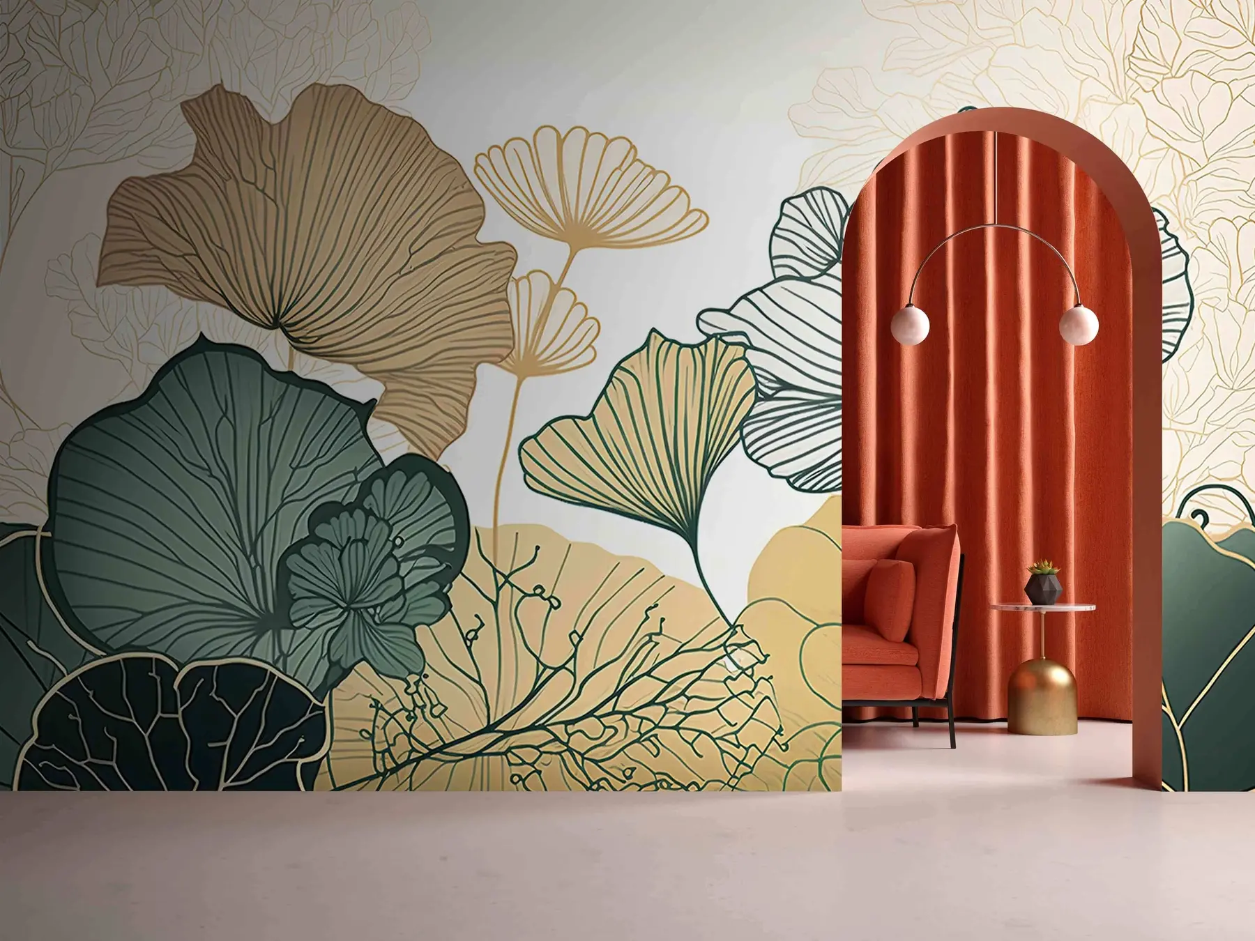 murales de pared Contornos de hojas u75442