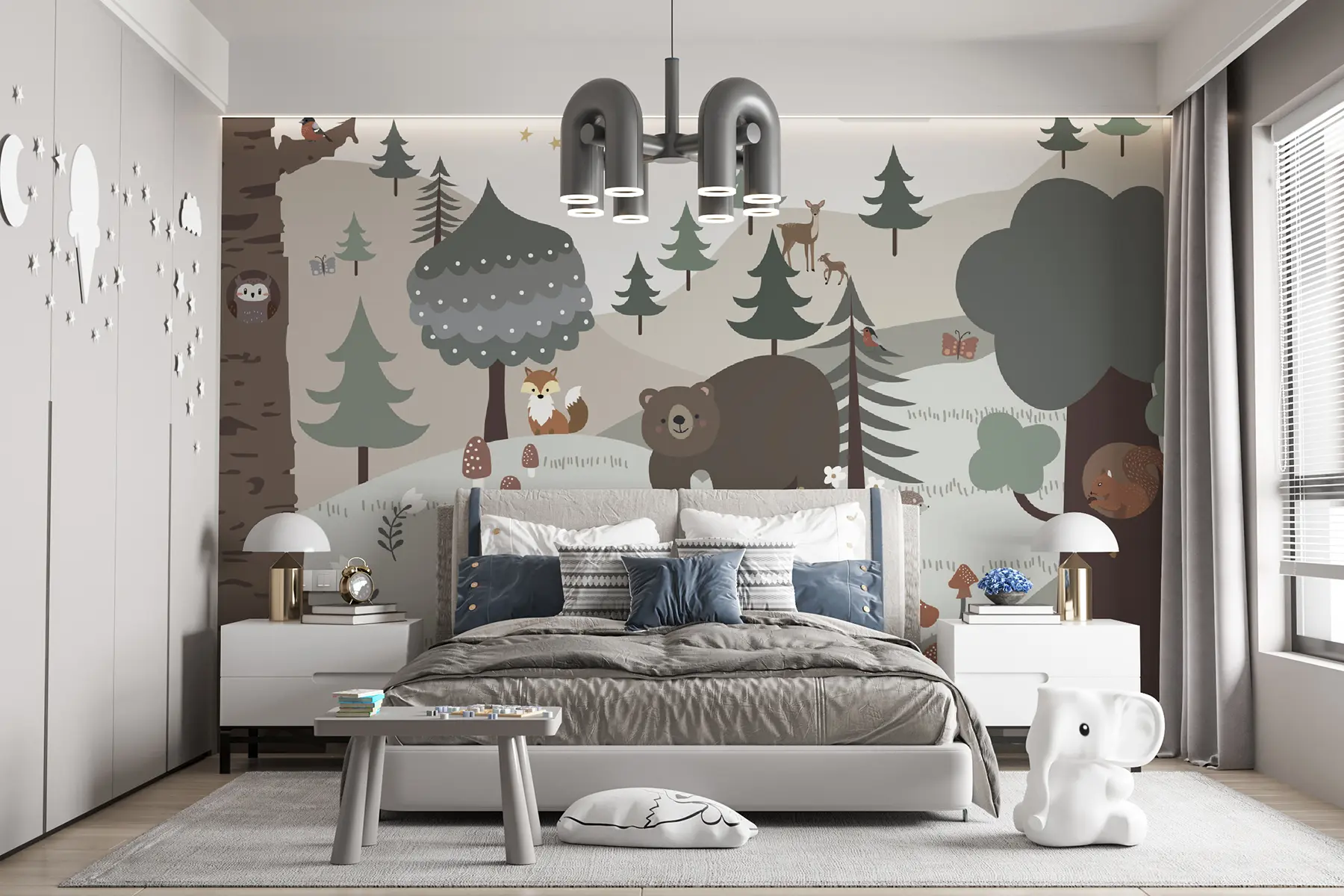 murales de pared animales en el bosque u95366