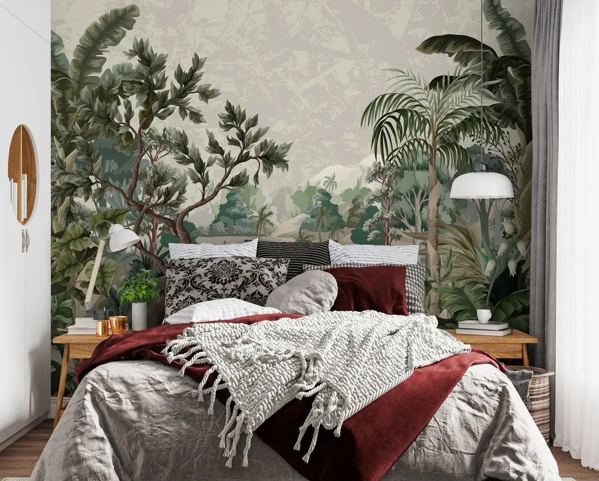 murales de pared Selva con rio y palmeras u95915