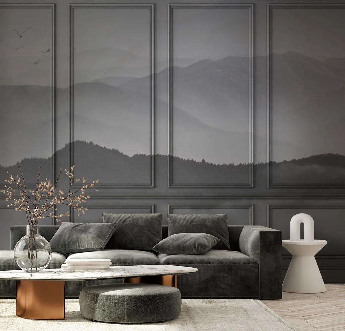 murales de pared Grandes montañas asiáticas en paneles clásicos u96154