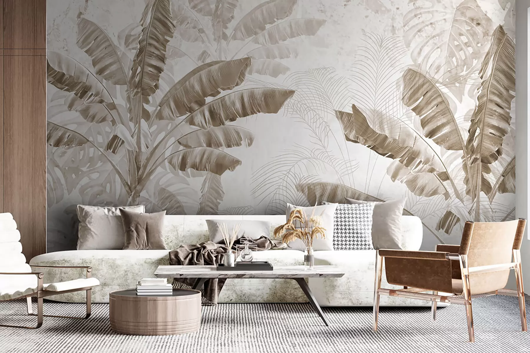 murales de pared Árboles de plátano tropical monocolor u96194