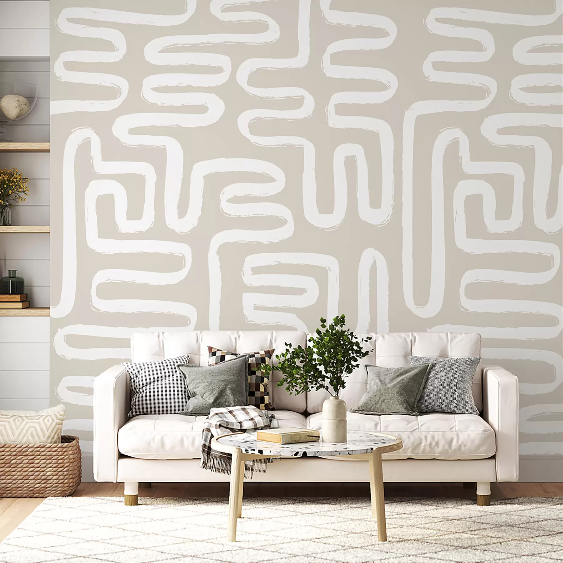 murales de pared Laberinto abstracto en colores pastel u96457