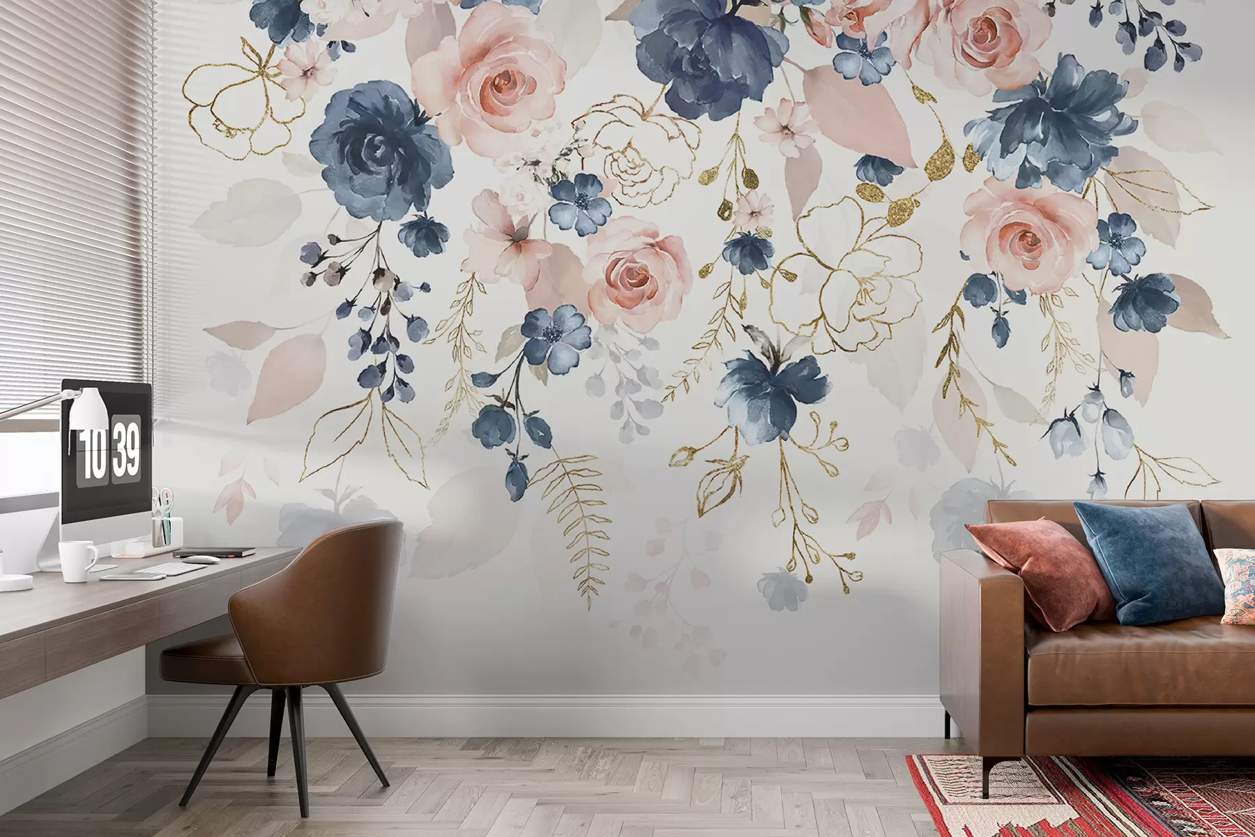 murales de pared Composición de acuarela con flores. u96556