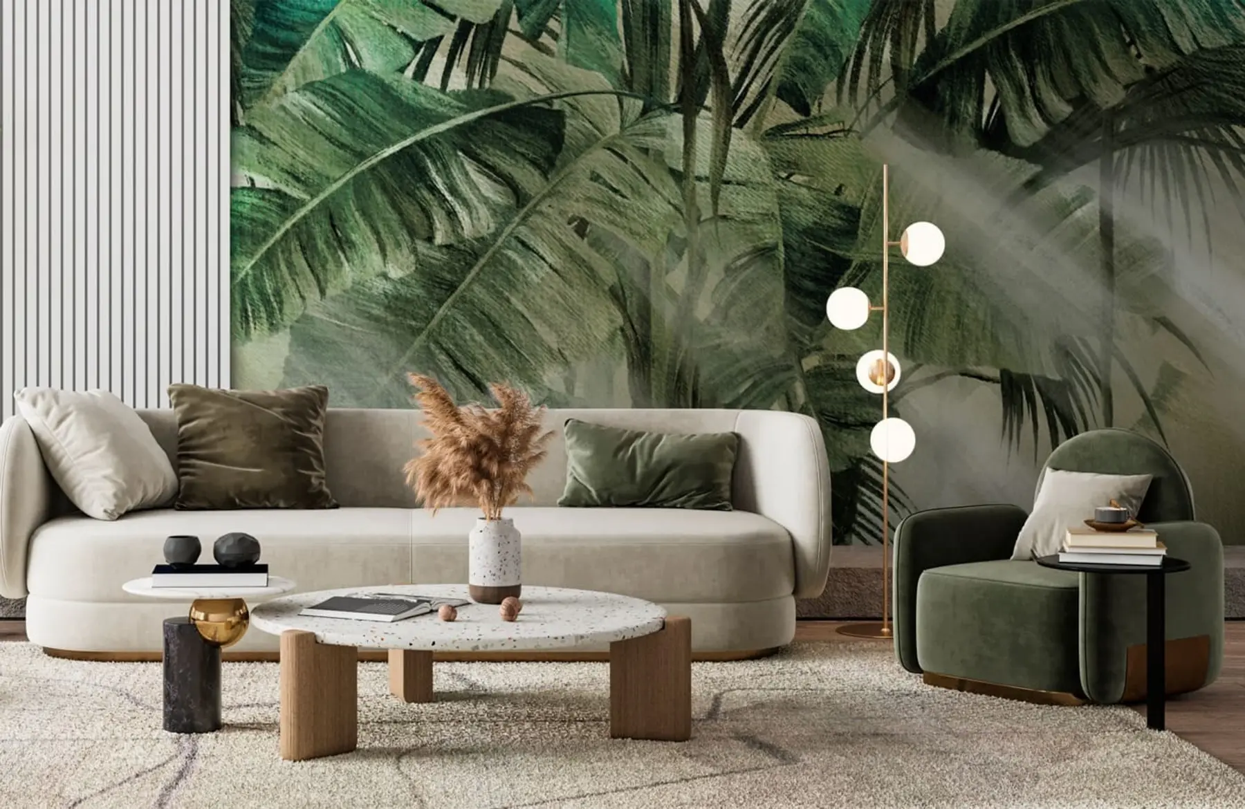 murales de pared Oasis tropical de hojas de plátano u96855