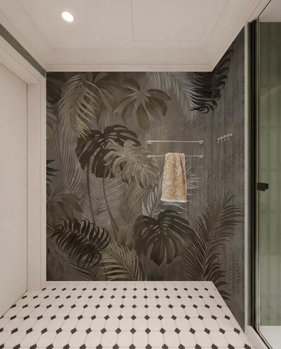 murales de pared Hojas tropicales en estilo grunge u97012