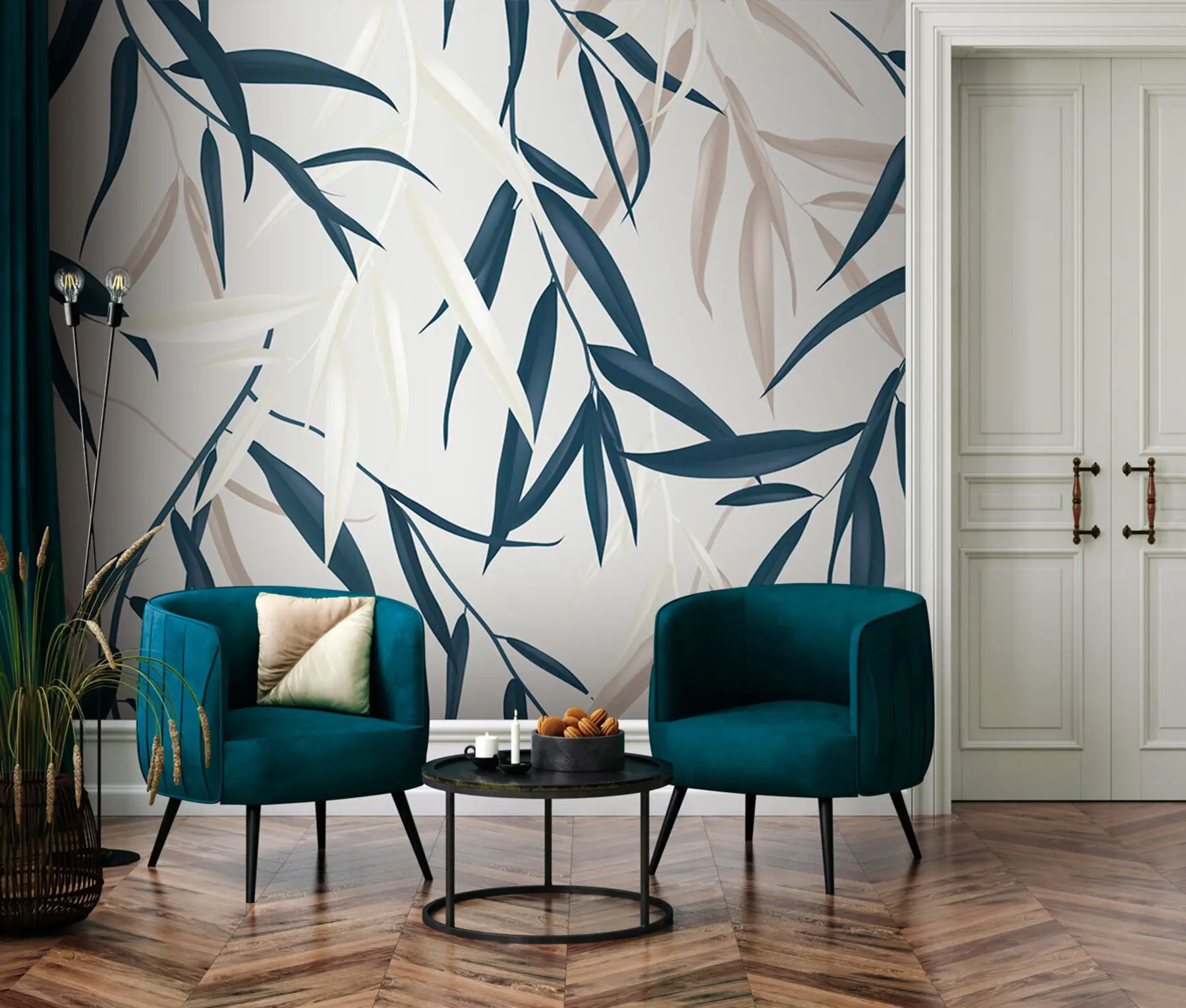 murales de pared Hojas finas en tinta u97022