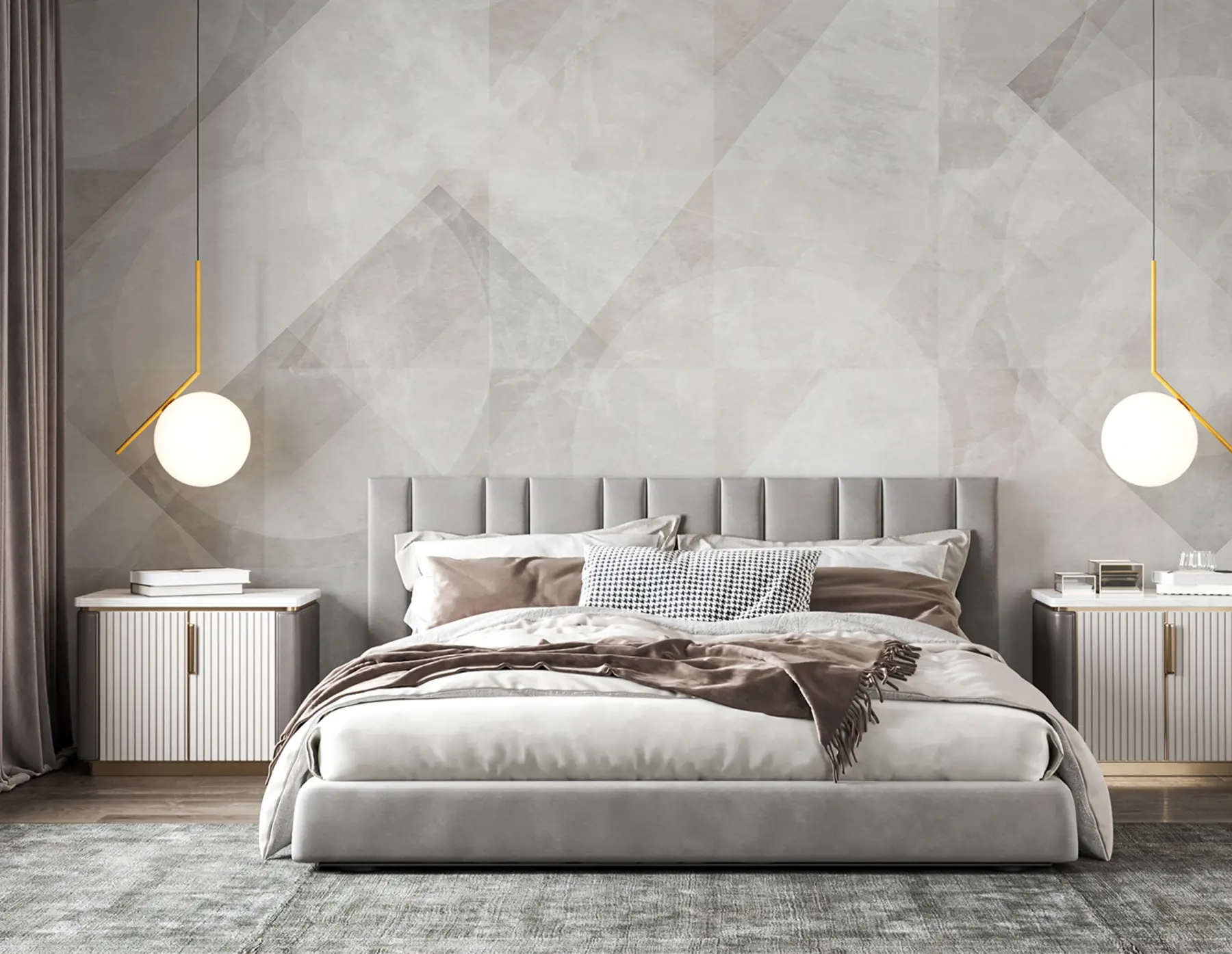 murales de pared Abstracción geométrica sobre un fondo de mármol en colores pastel u97269