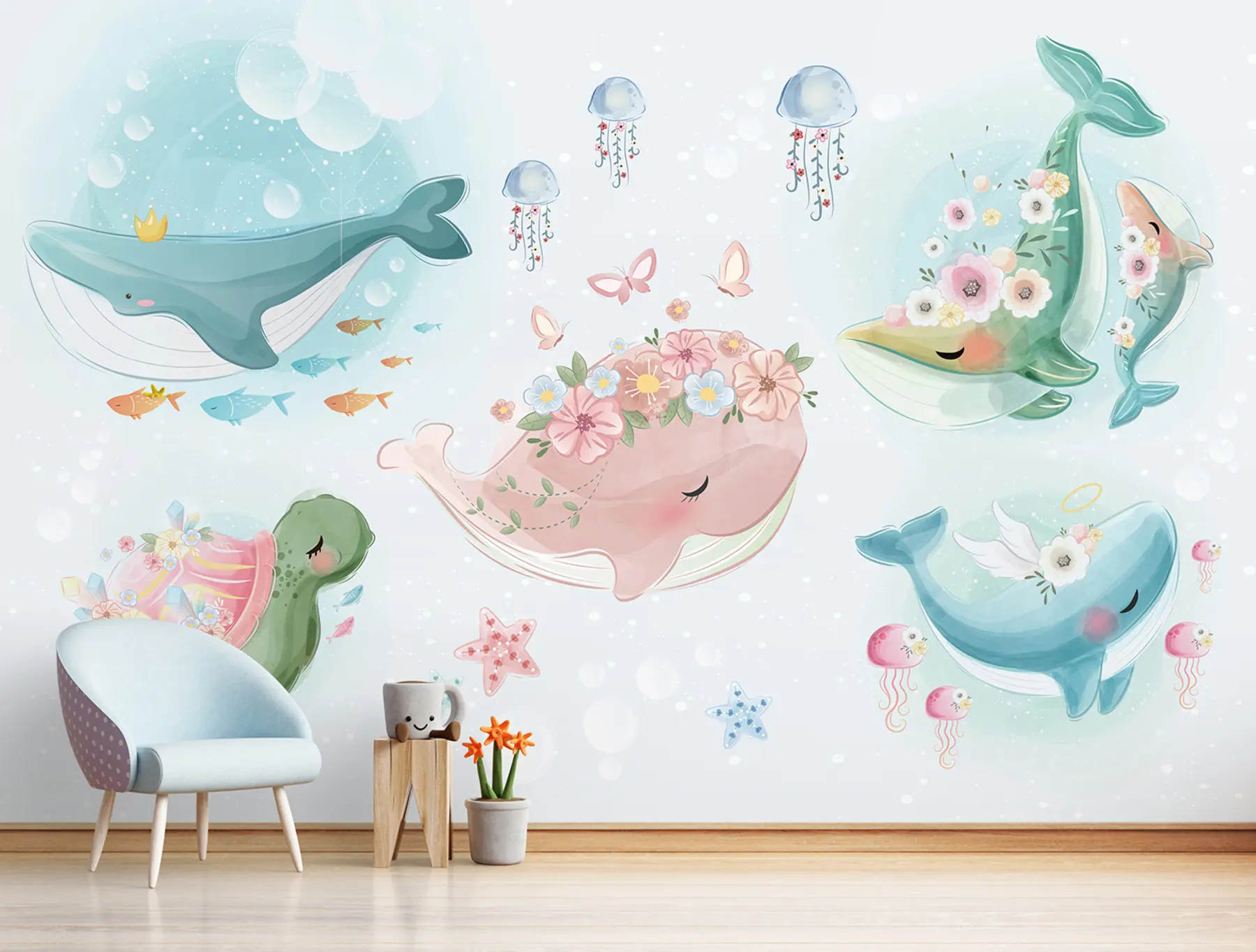 murales de pared lindos animales marinos u96442