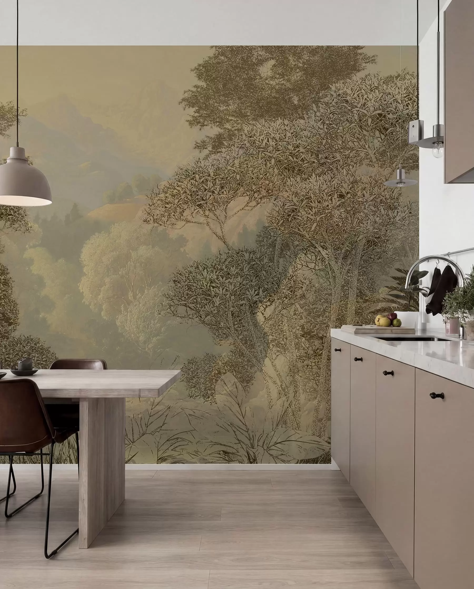 murales de pared Bosque tropical en tonos marrones u97403