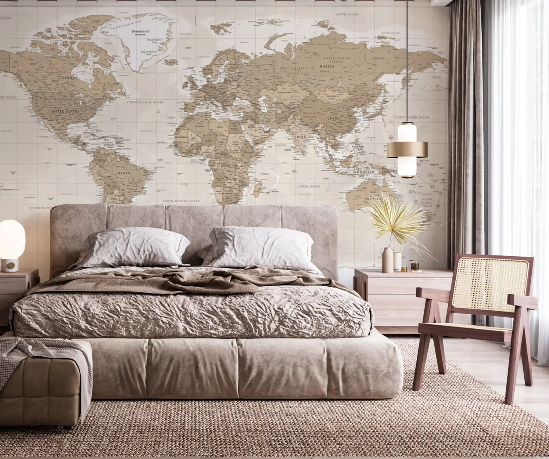 murales de pared Loft de mapa del mundo vintage u97342