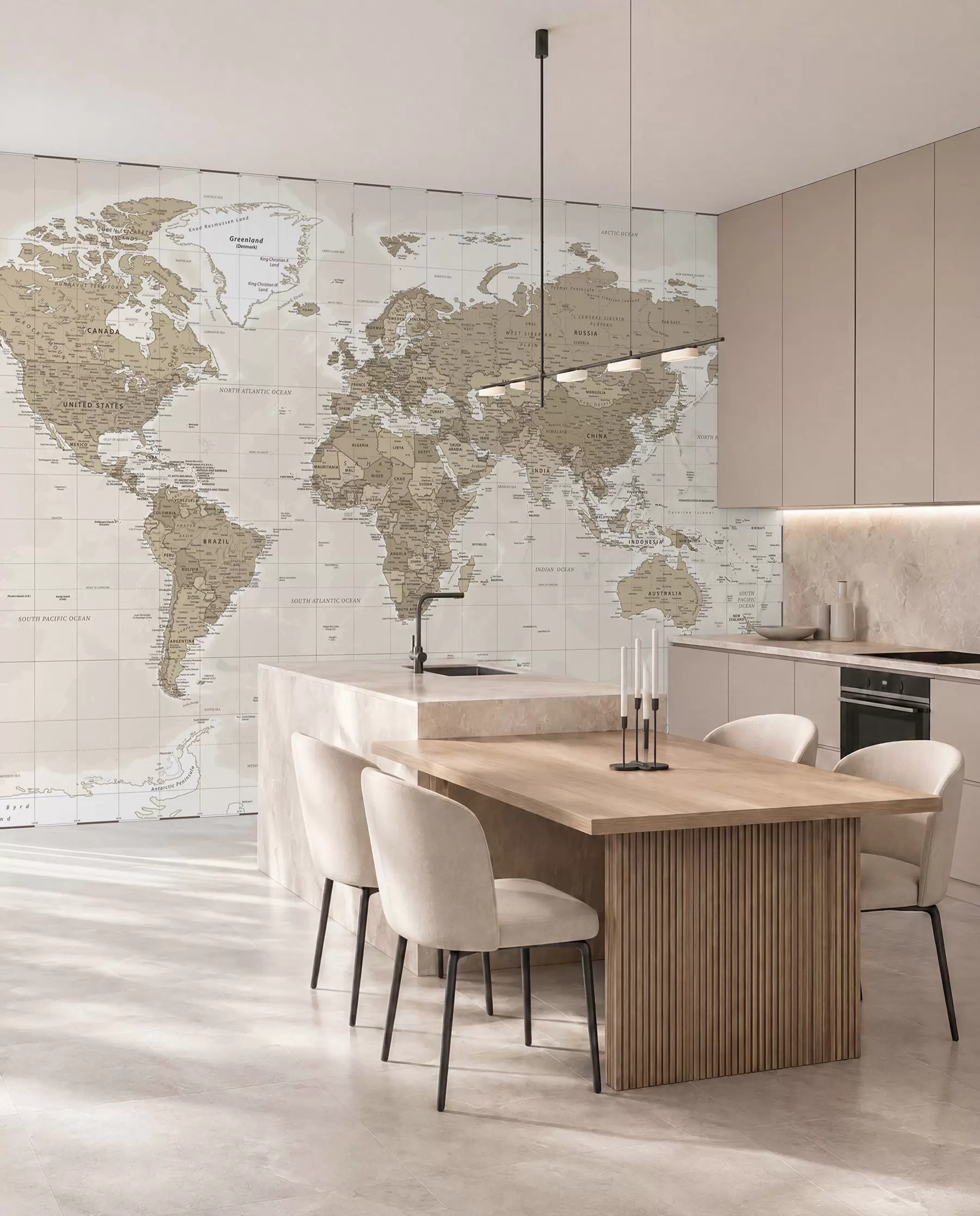 murales de pared Loft de mapa del mundo vintage u97342
