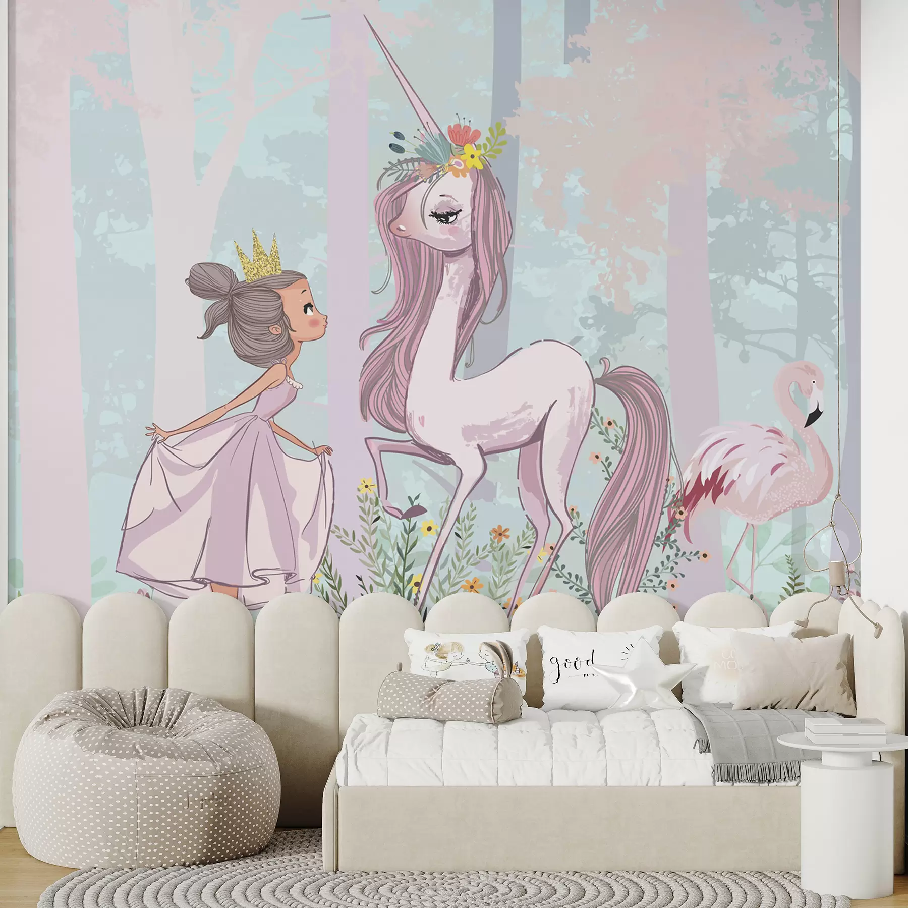 murales de pared La princesa de las hadas y el unicornio. u97350