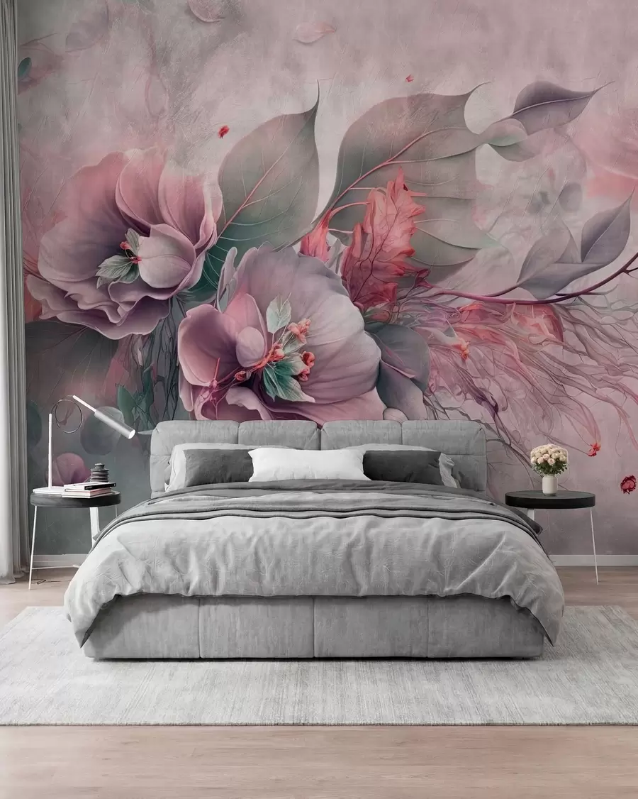 murales de pared Capas de pétalos malva u93930v2