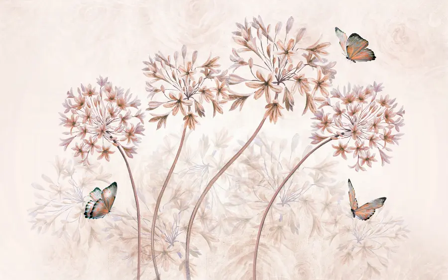 murales de pared Planta, flor y azul en colores marrones u35495v1