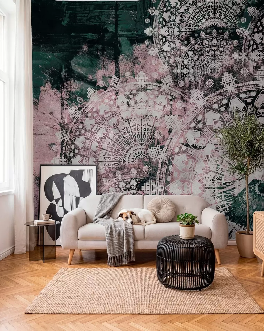 murales de pared Pátina de mandala en rosa u93958v2