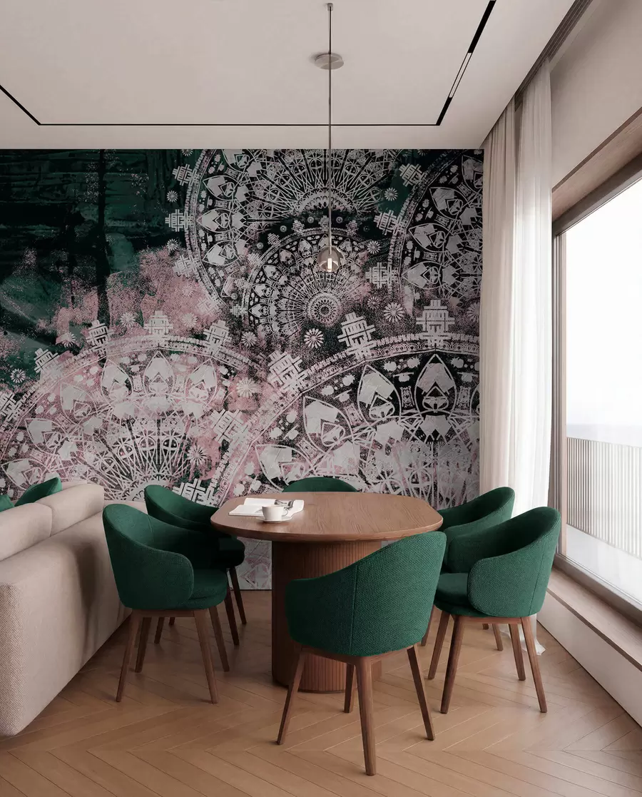 murales de pared Pátina de mandala en rosa u93958v2