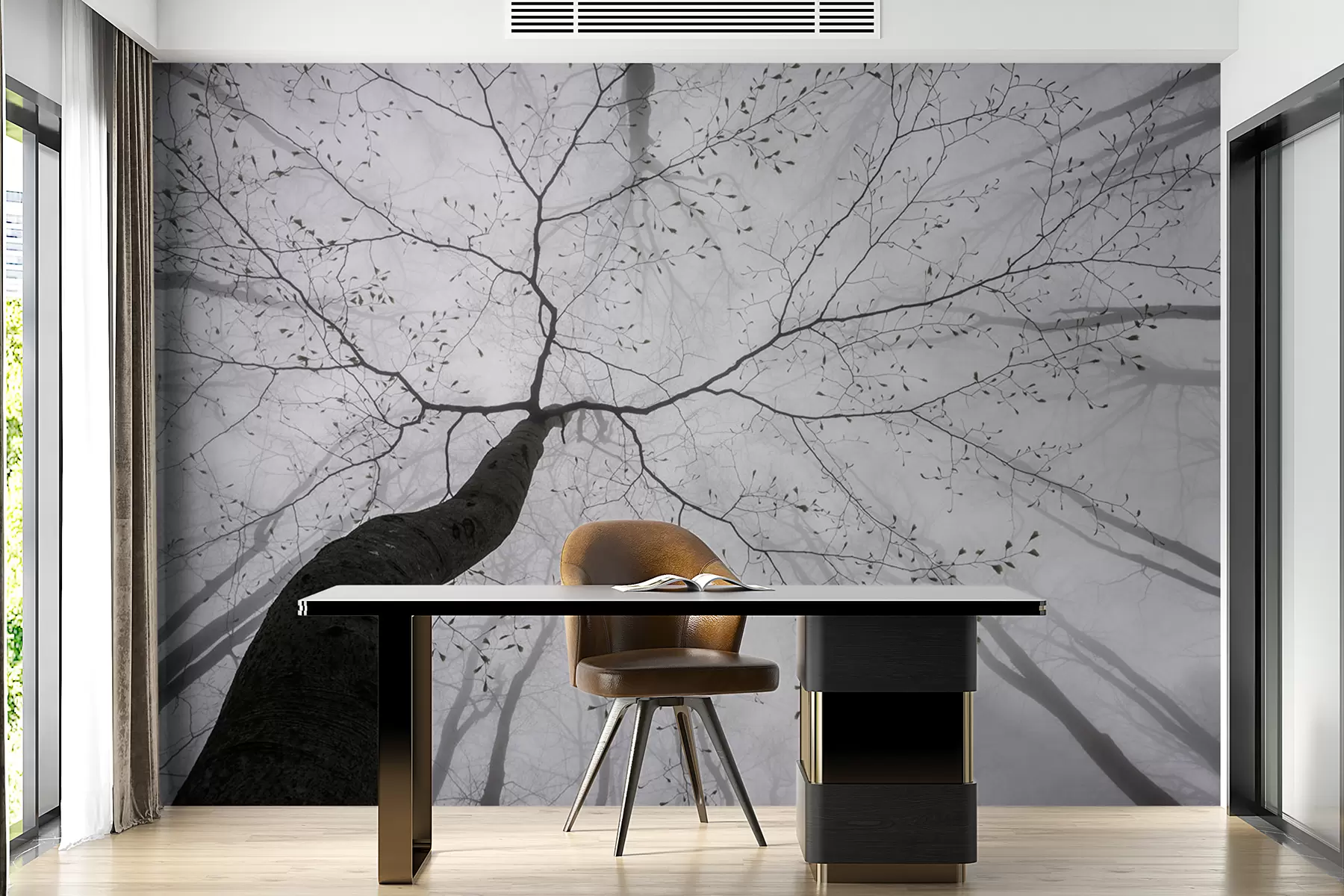 murales de pared Una mañana brumosa en el bosque u97391