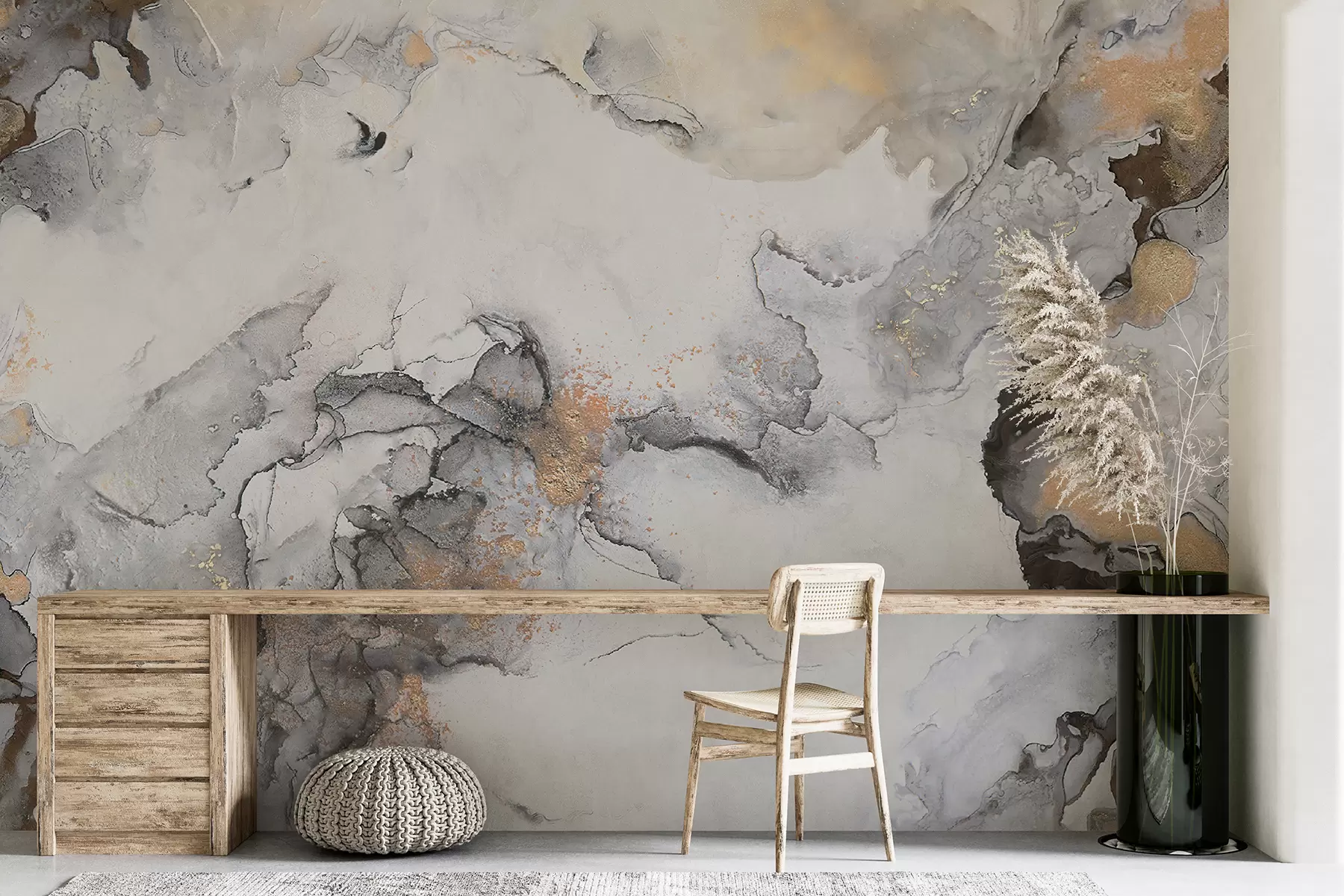 murales de pared Mármol blanco grisáceo con motas u78459