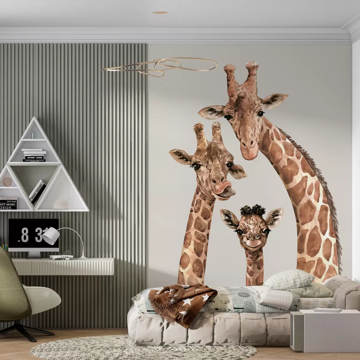 murales de pared Una alegre familia de jirafas u98525