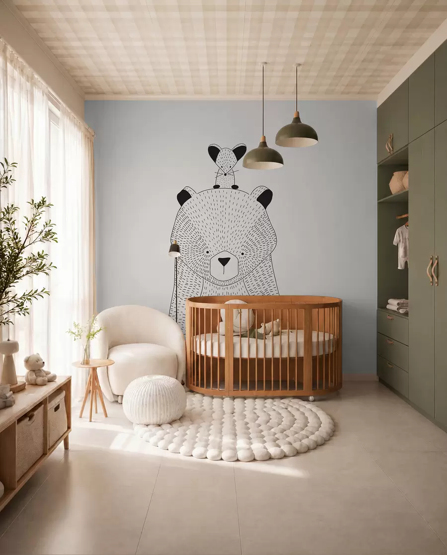 murales de pared Un osito de peluche con un ratón u98483