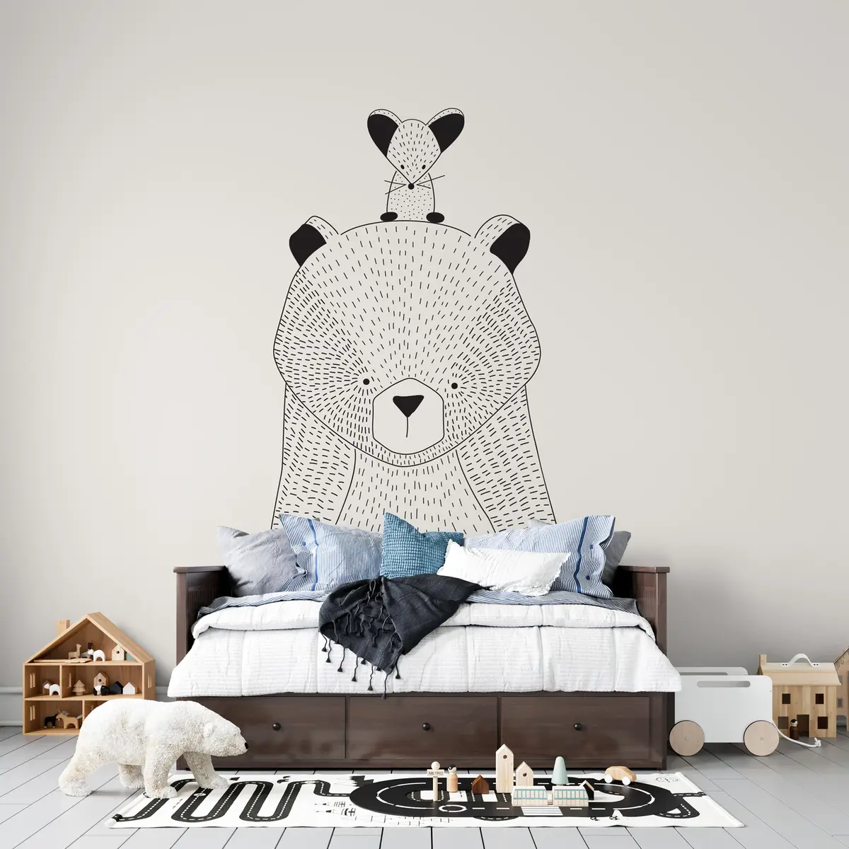 murales de pared Un osito de peluche con un ratón u98483
