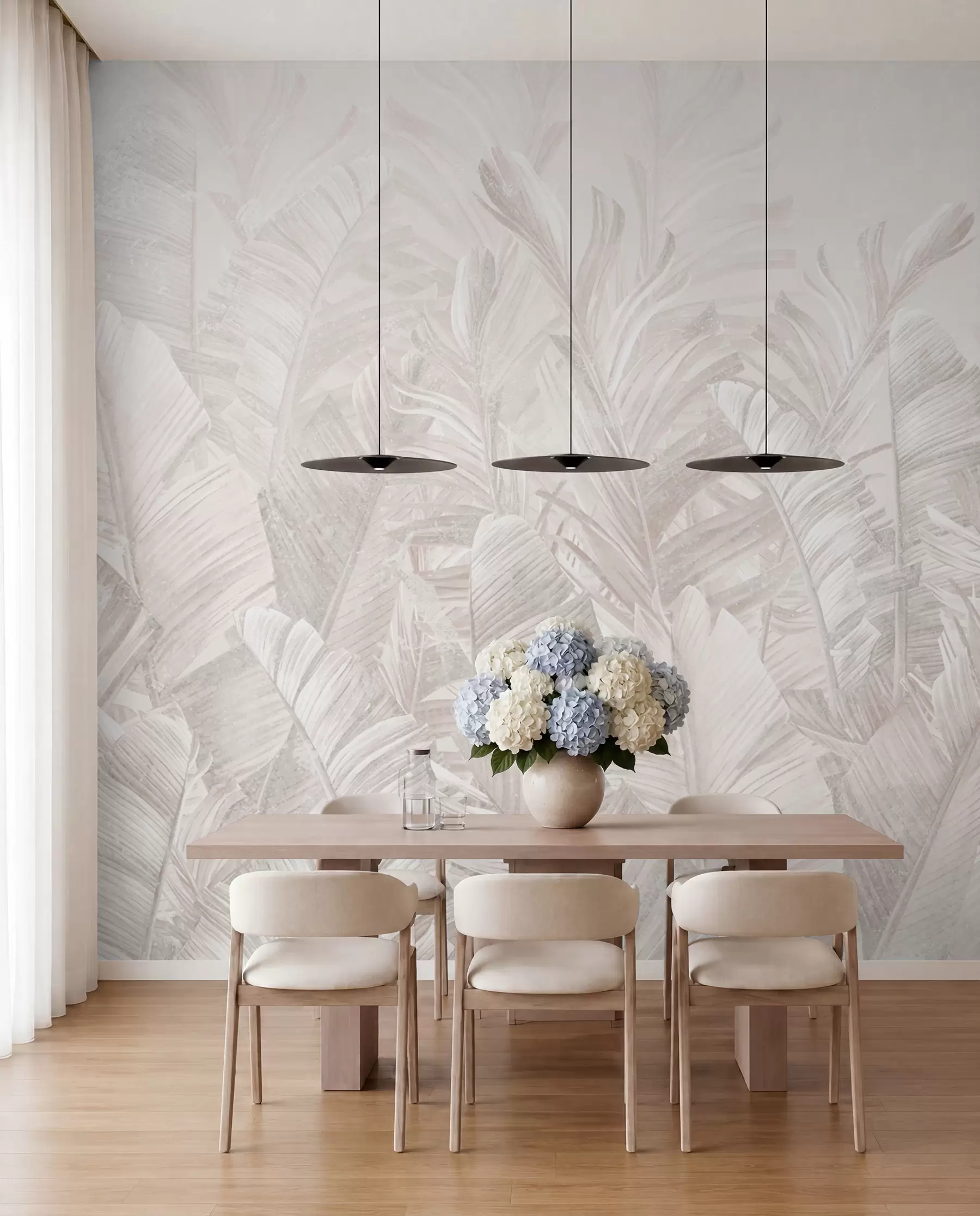 murales de pared Hojas tropicales beige de moda u98951
