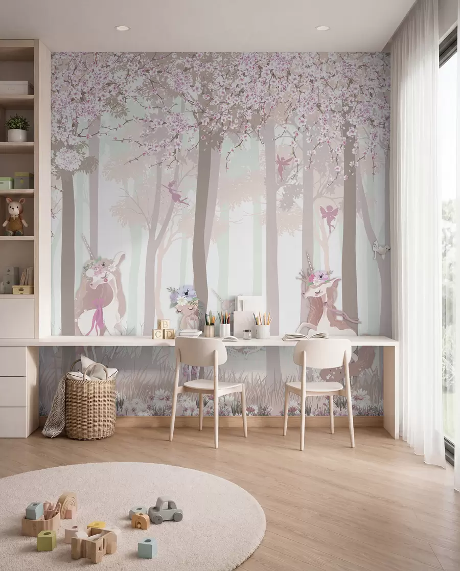 murales de pared Princesas en el bosque florido u98694