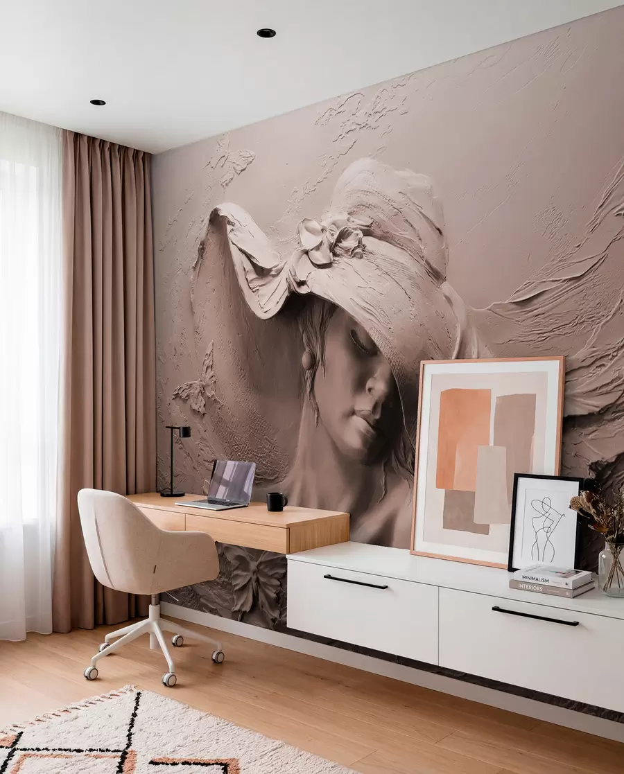murales de pared Dama esculpida en rosa u62592v1