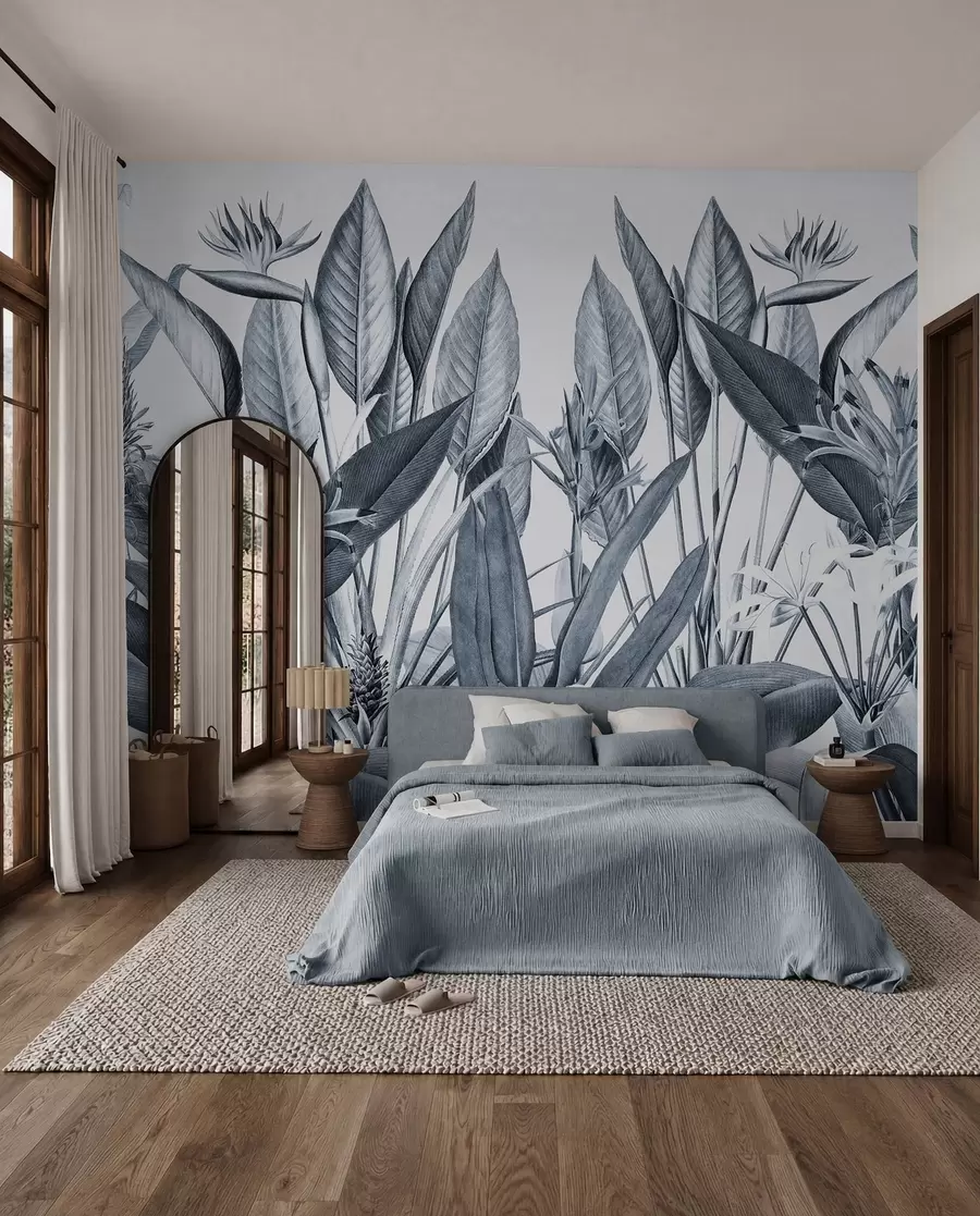 murales de pared Jungla en tinta — Azul u96833v4