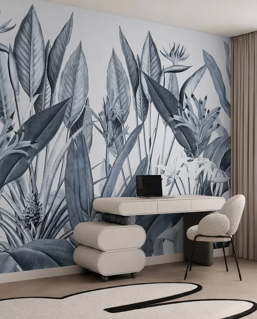 murales de pared Jungla en tinta — Azul u96833v4