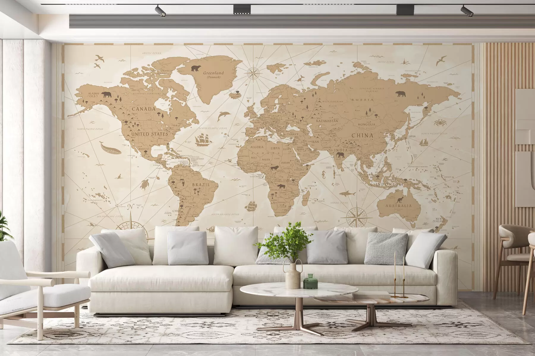 murales de pared Mapamundi vintage u99074