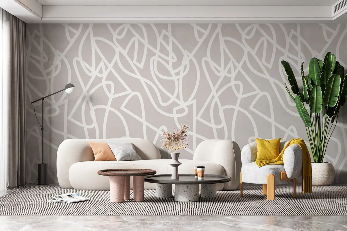 murales de pared Líneas de tendencia en estilo boho minimalista en gris u99097v4