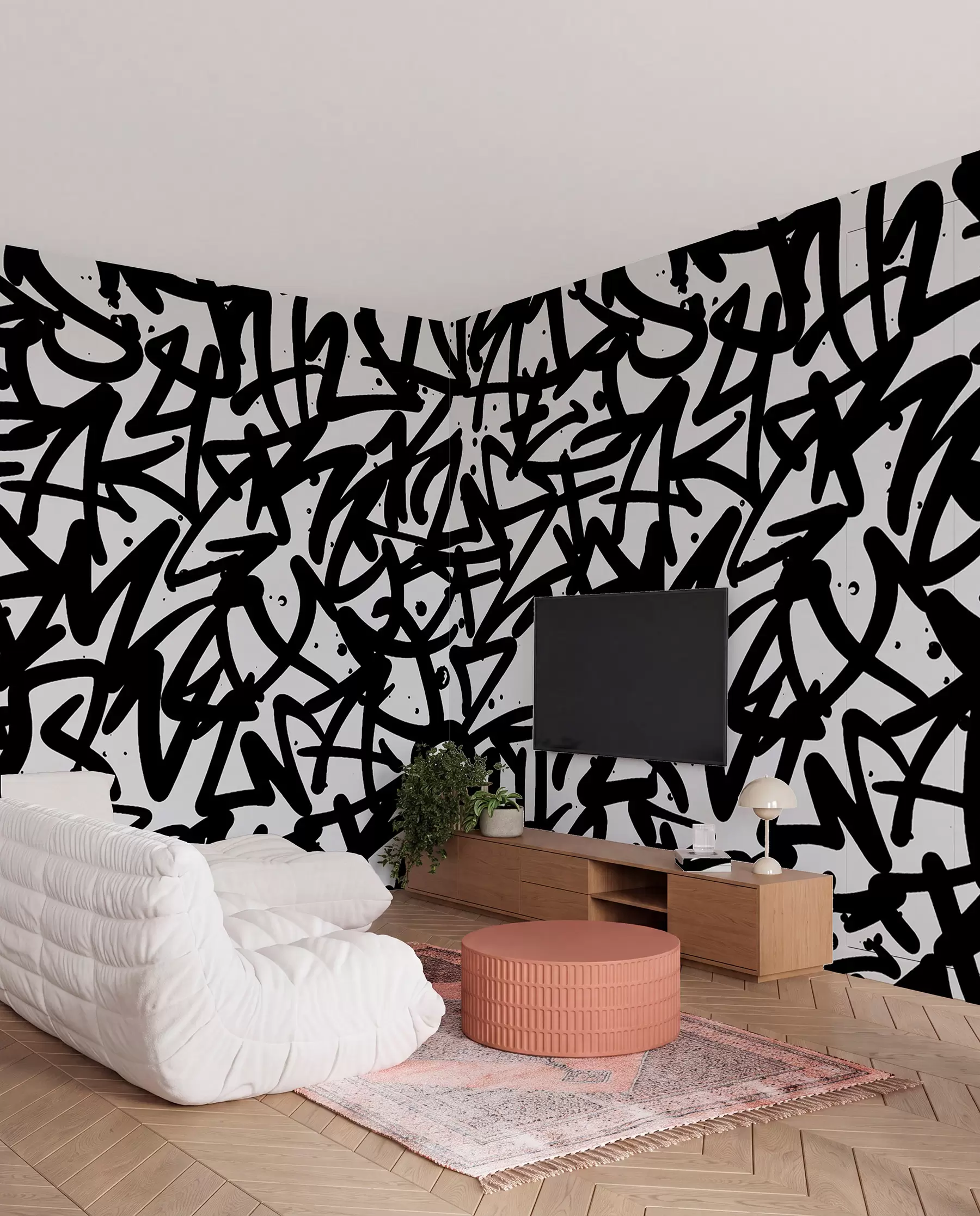 murales de pared Caligrafía de grafiti negro u99087v3