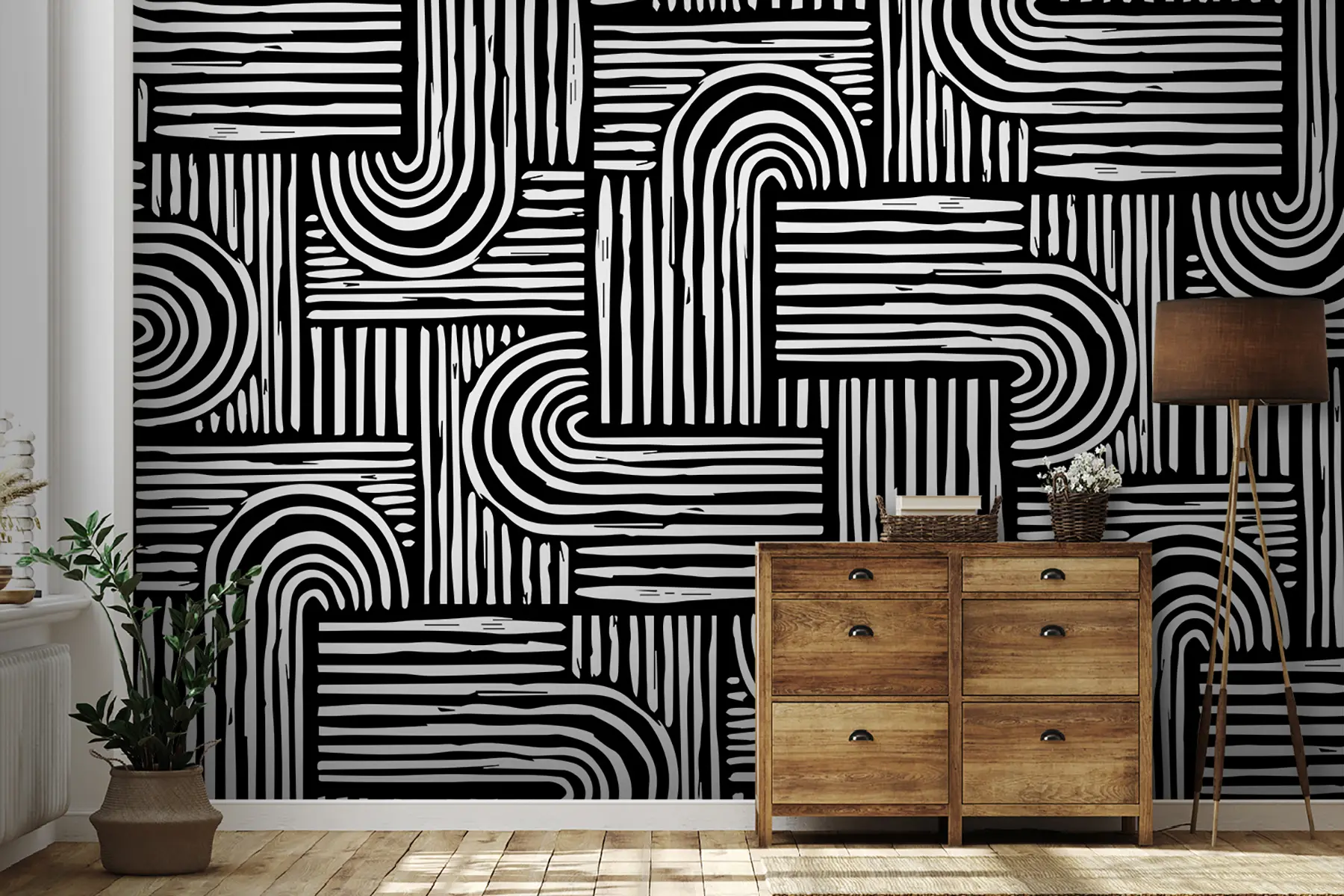 murales de pared Los patrones negros de caminos sin fin u99089v4