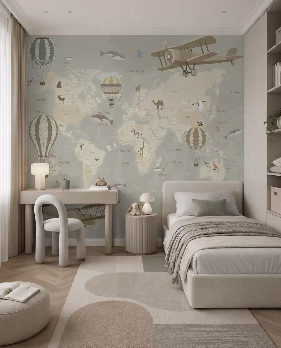 murales de pared Mapamundi con globos I u36066d1