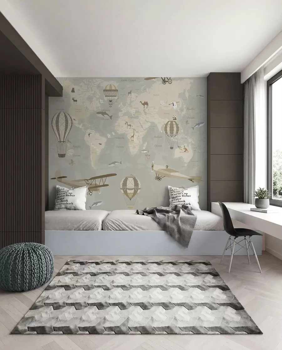 murales de pared Mapamundi con globos I u36066d1