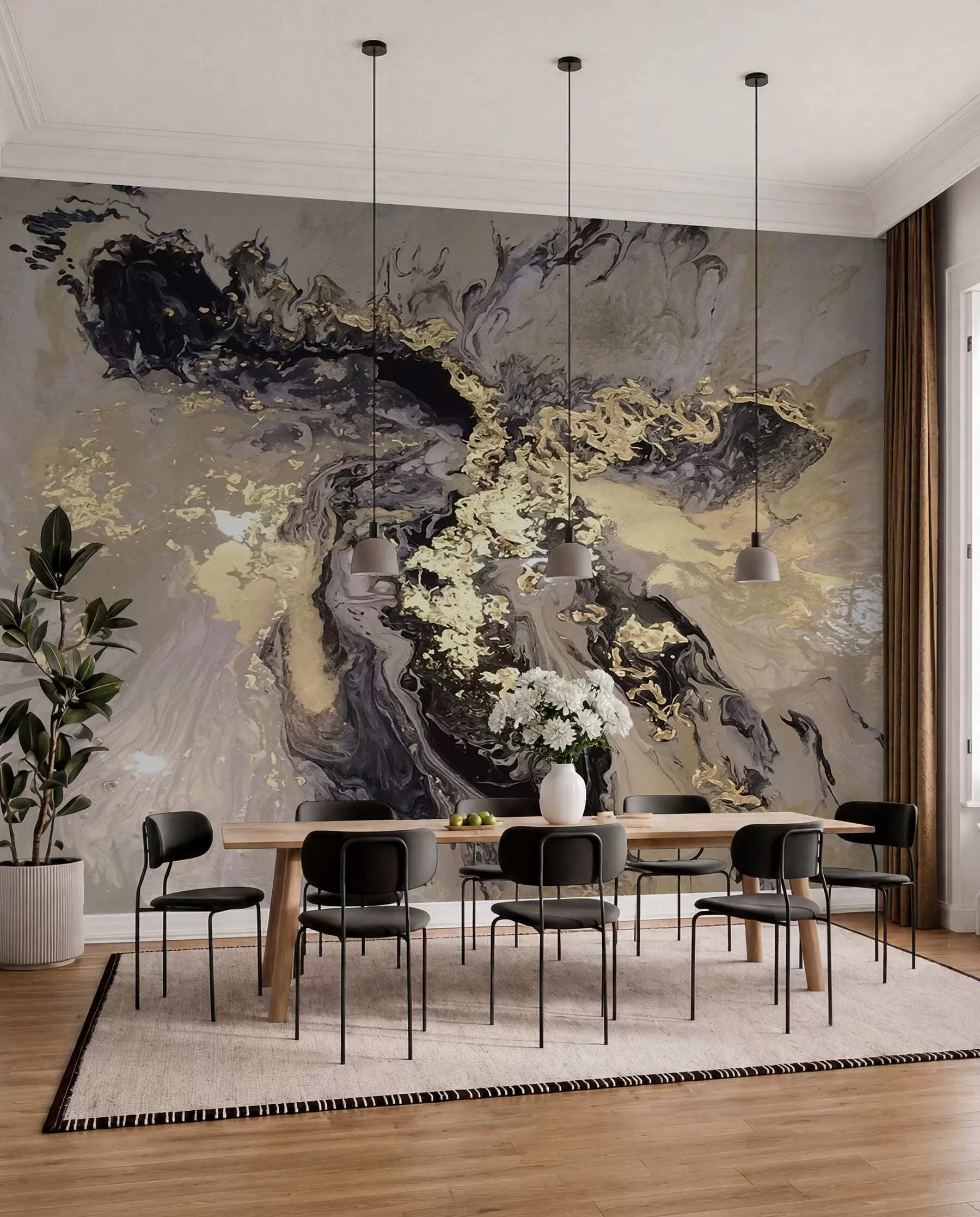 murales de pared Tinta y vetas doradas III u16941d3