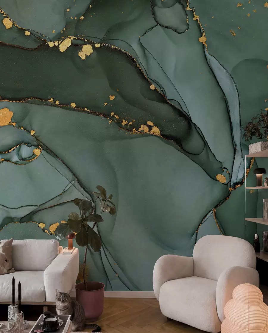 murales de pared Lujoso mármol Onyx con grietas metálicas u50235d1
