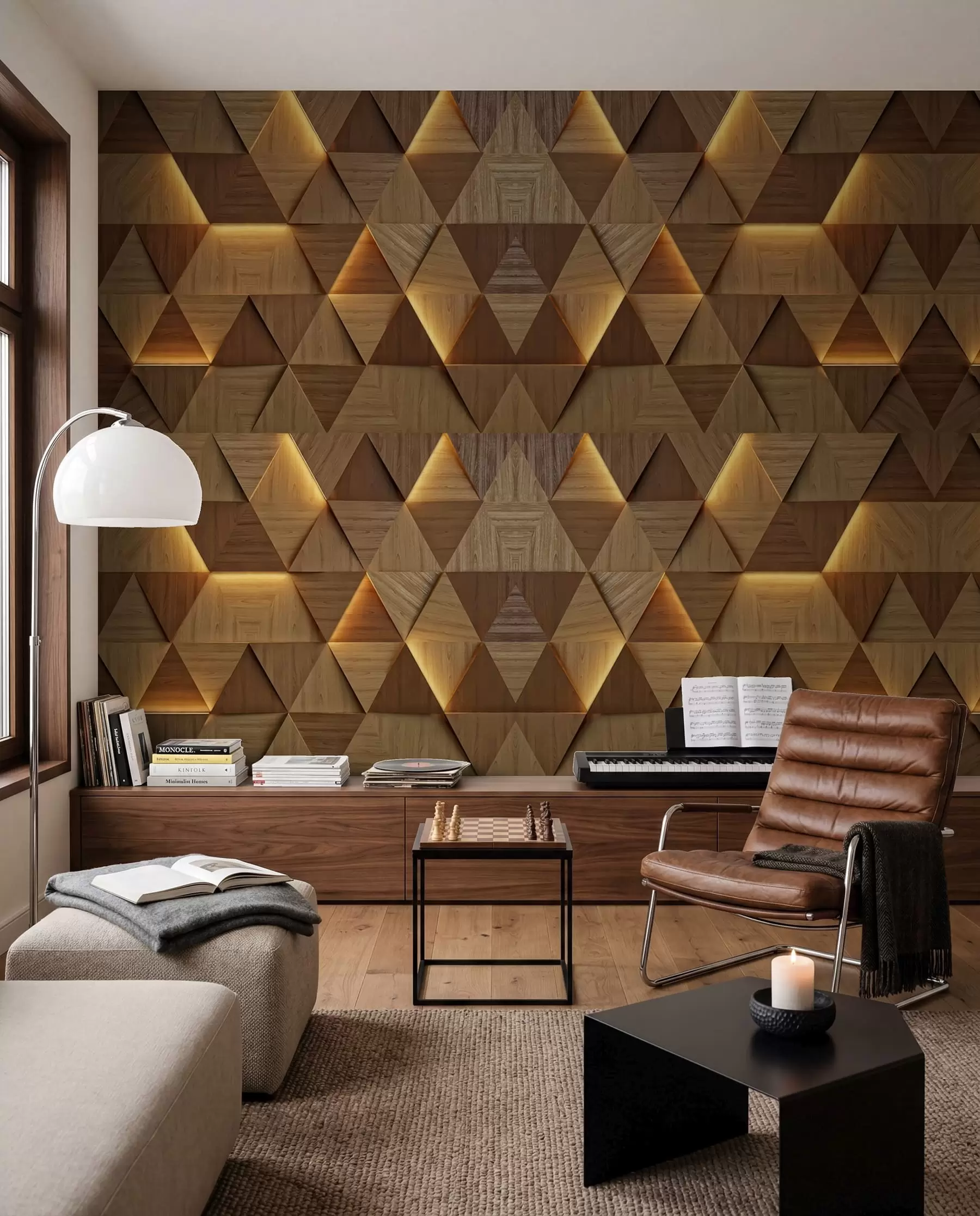 murales de pared Triángulos de madera miel u99280