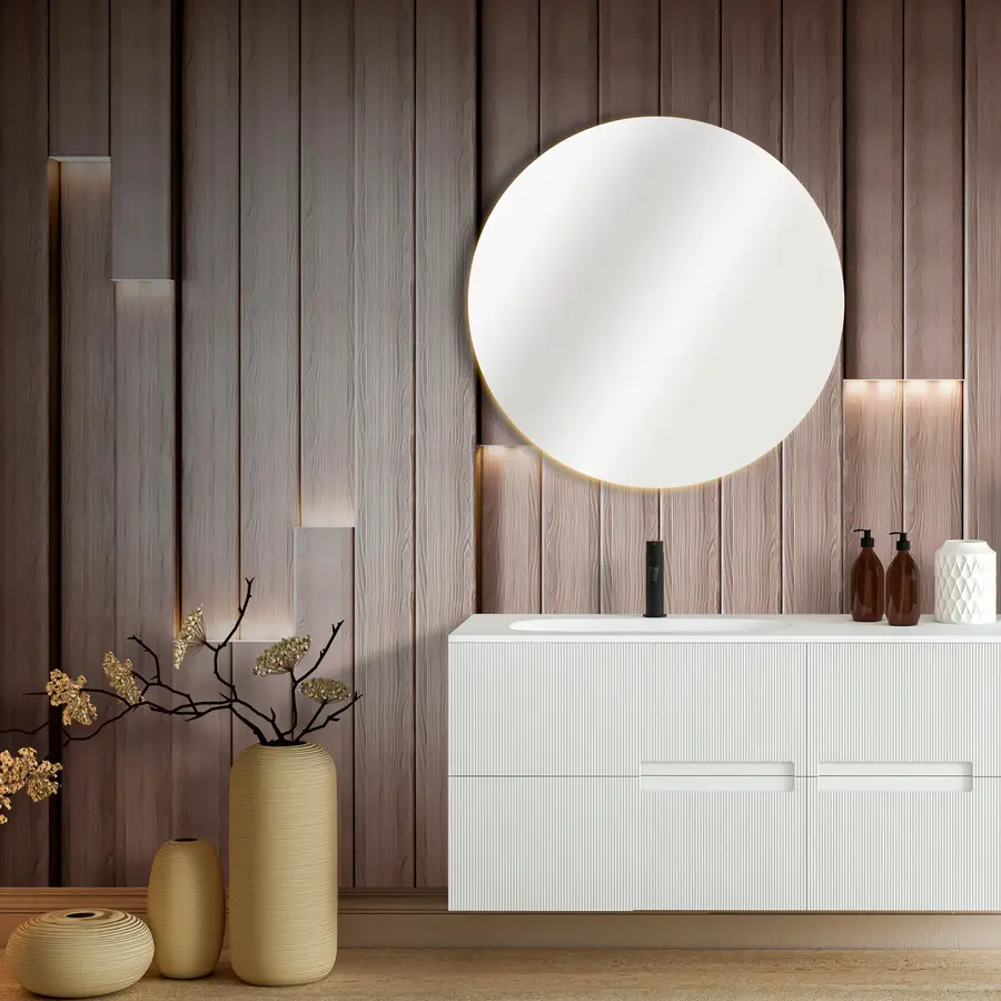 murales de pared Paneles clásicos de madera con iluminación 3D u99321