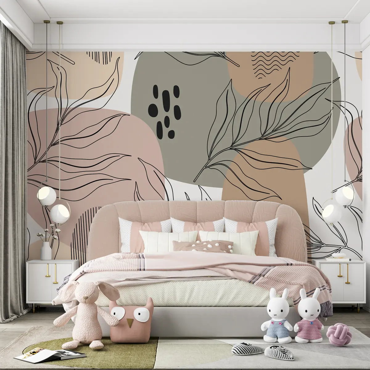 murales de pared Hojas tropicales pintadas a mano sin costura u99422