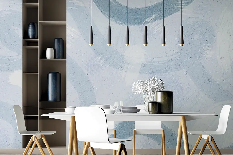 murales de pared Pinceladas, patrón abstracto dibujado a mano, colores azules u99656v1