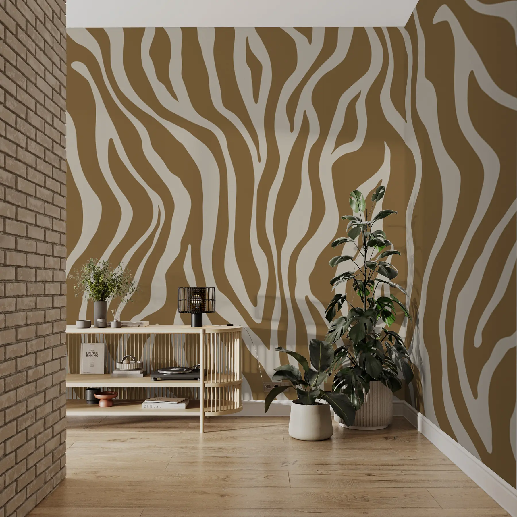 murales de pared Impresión vectorial de piel de cebra en colores marrón y blanco u99173