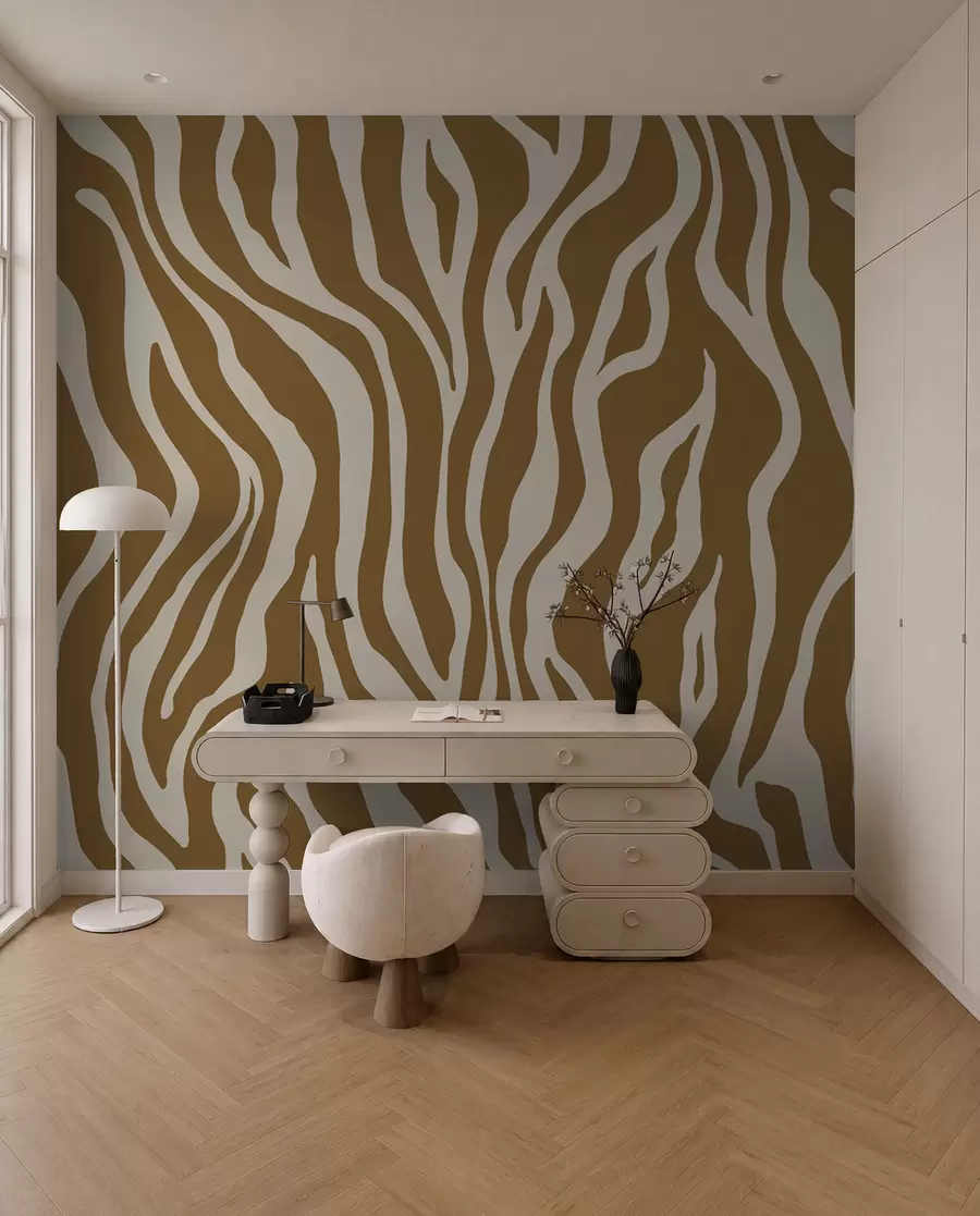 murales de pared Rayas de cebra en ocre u99173