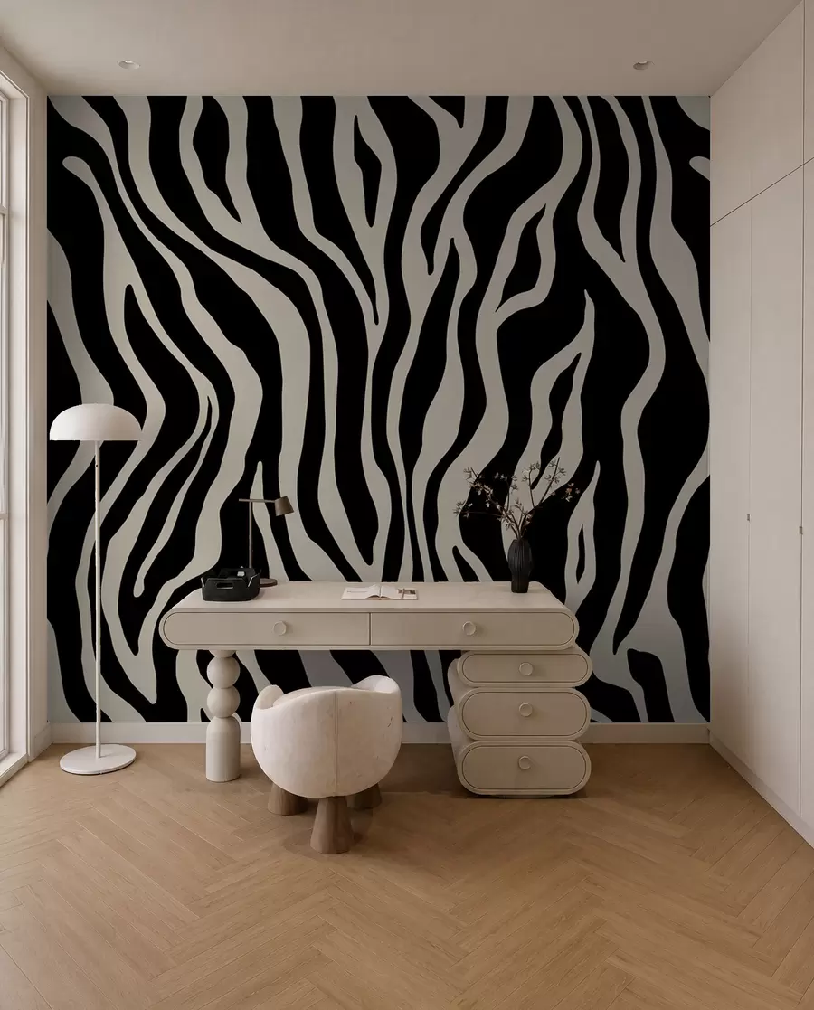 murales de pared Impresión vectorial de piel de cebra en blanco y negro u99173v3